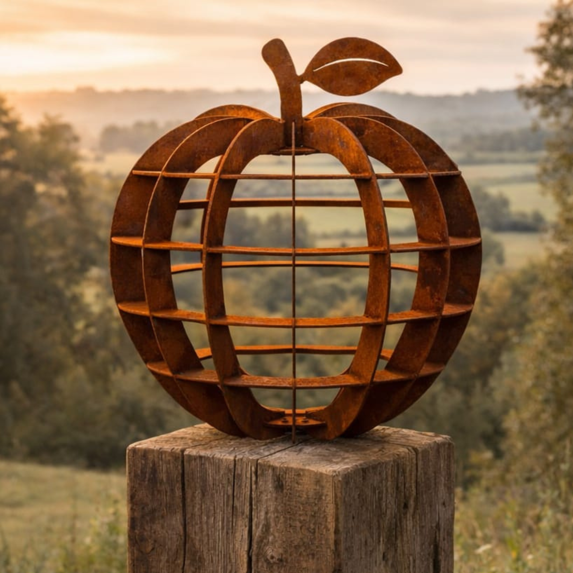 Garden Sculpture Apple Form | Modern Metal Landscape Feature