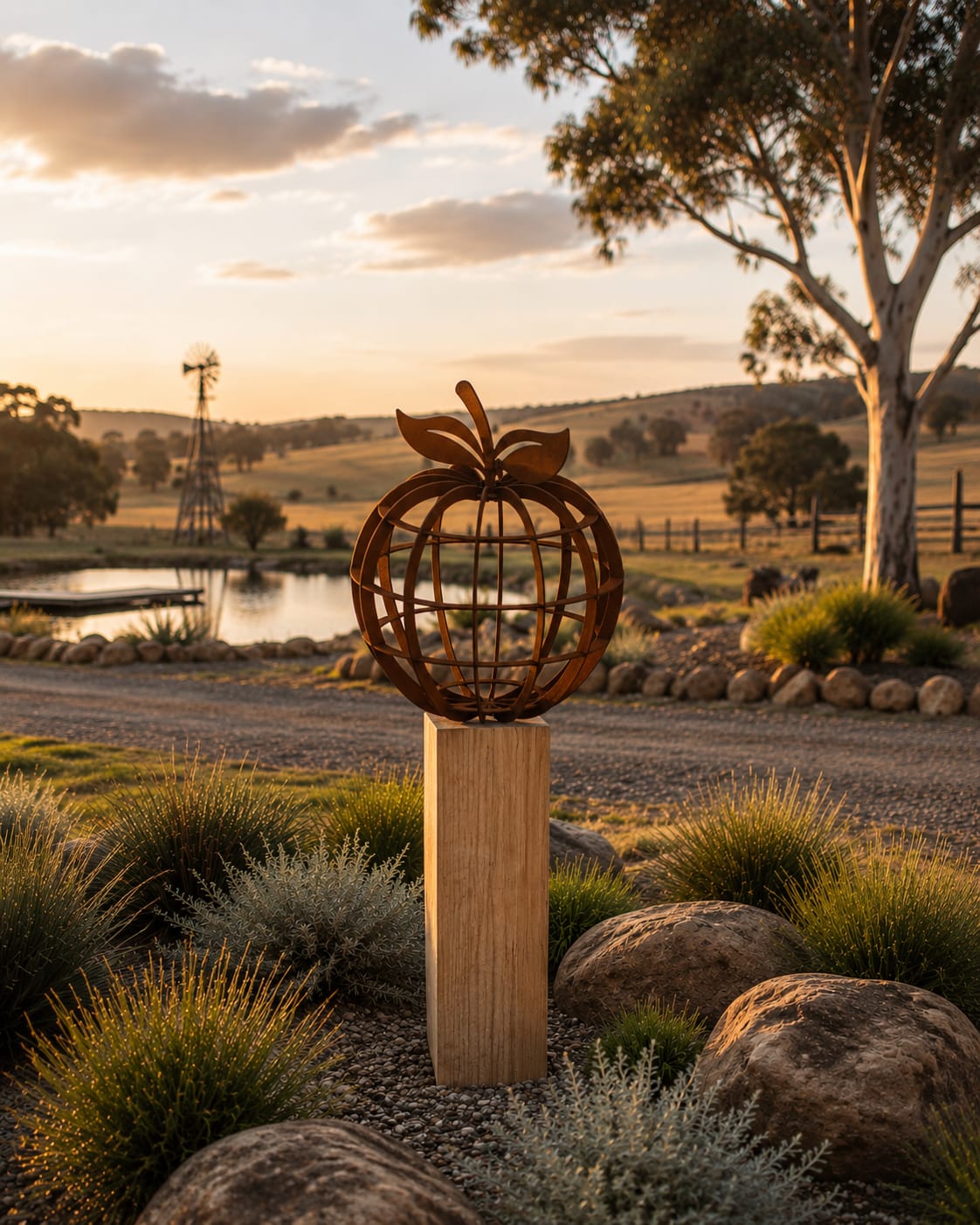 Orchard Globe | Corten Steel Apple Garden Sculpture