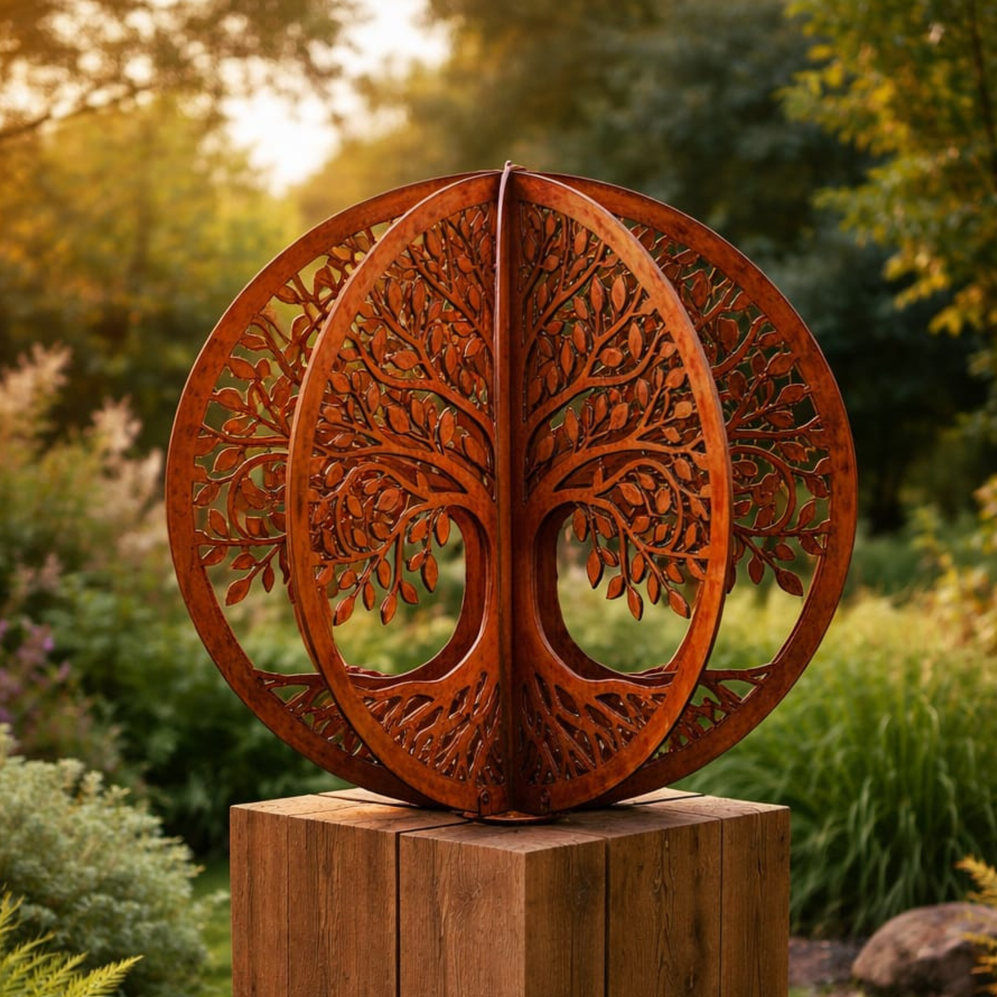 Tree of Life Sculpture | Symbolic Garden Sphere Art