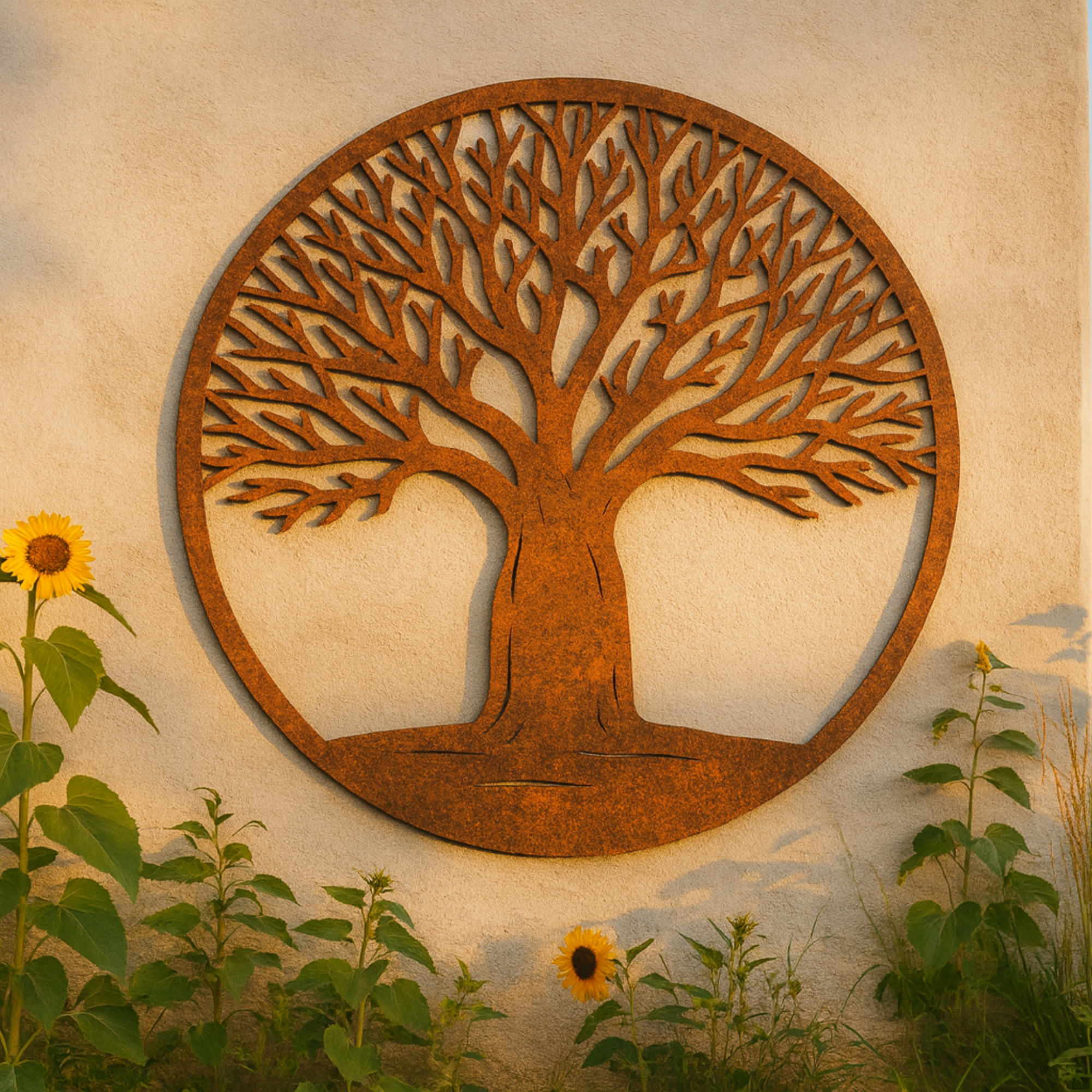 Tree of Life Circle Wall Art | Sculptural Garden Feature Panel