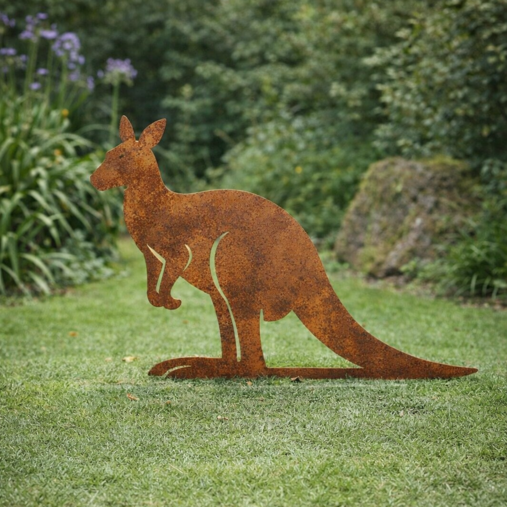 Paddock Watcher - Standing Kangaroo Silhouette Stake | Australian Animal Garden Sculpture