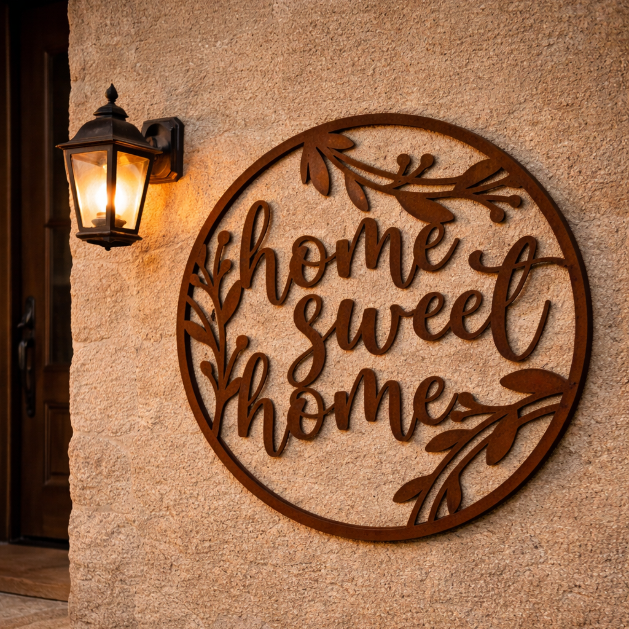 Welcome Sign Circle | Botanical Home Sweet Home Entry Art