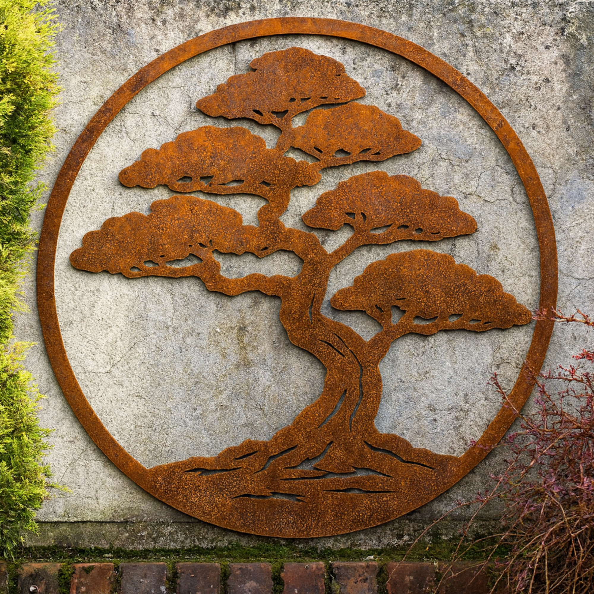 Bonsai Circle Wall Art | Sculptural Garden Feature Panel
