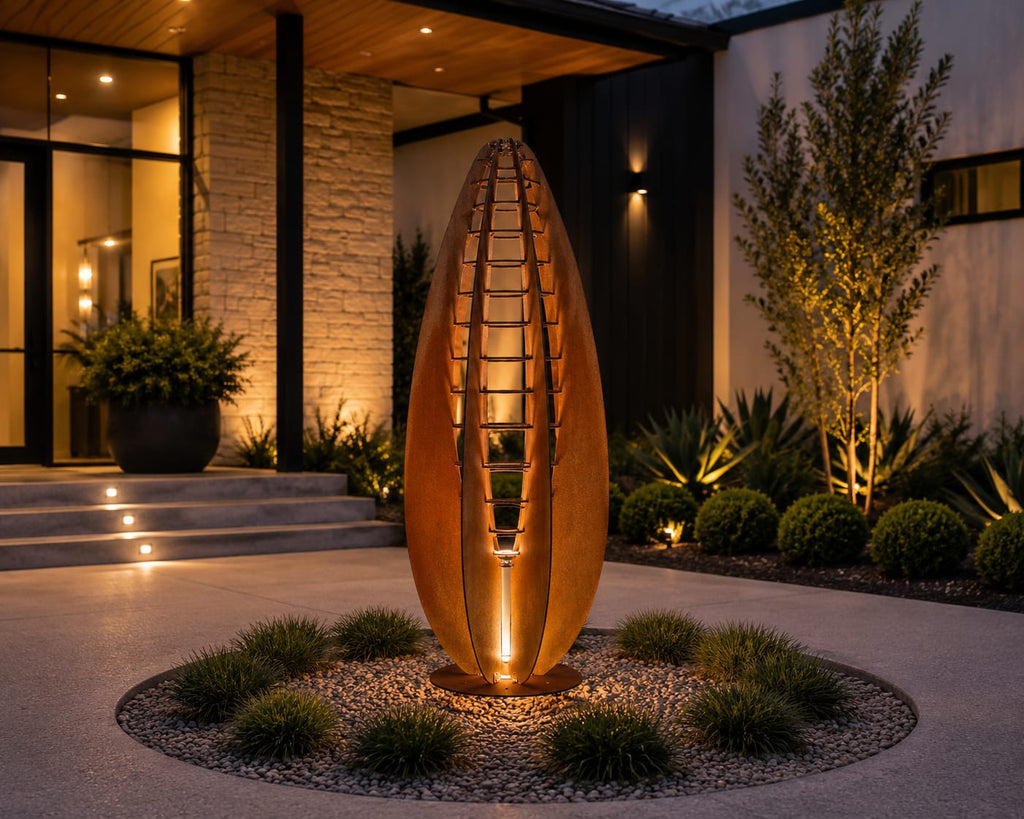 Botanical Seed Sculpture | Corten Steel Garden Feature