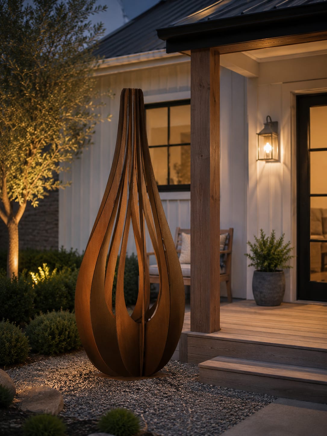 Cascade Form | Corten Steel Teardrop Garden Sculpture